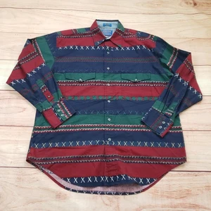 Vintage Pendleton Hemd Herren Medium Rot Navy Azteken Southwestern Knopfleiste 90er - Bild 1 von 9