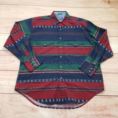 Vintage Pendleton Shirt Mens Medium Red Navy Aztec Southwestern Button Up 90s - Image 1 of 4