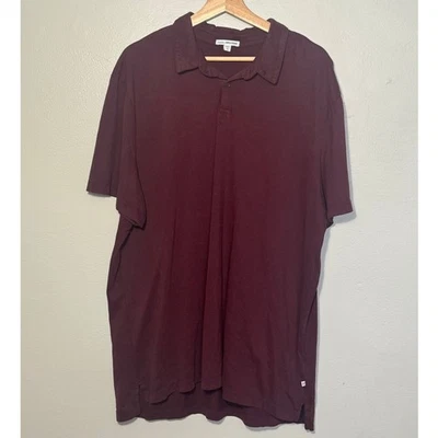 NWOT James Perse Men's Size 5/XXL Sueded Jersey Burgundy 100% Cotton Polo  - Image 1 of 4