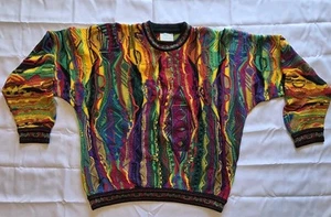 Vintage Coogi Australia 3D Knit Mercerized Cotton Sweater Men's LG Rare Colorway - Picture 1 of 24