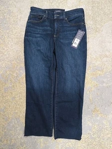 Neu mit Etikett NYDJ Jeans 8P dunkle Waschung Einfassung gerader Knöchel roher Saum Denim wasserbewusst - Bild 1 von 10
