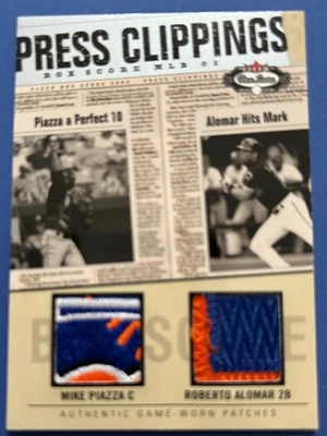 2003 Fleer Box Score "Press Clippings" Dual Patch Piazza/Alomar 020/150 - Image 1 of 2