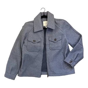 Avec Les Filles Womens Relaxed Full Zip-Front Jacket Blue Size Large - Picture 1 of 12