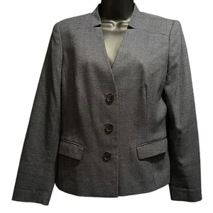 Lafayette 148 New York Size 12 Petite Navy Blue / Gray Blazer - Picture 1 of 6