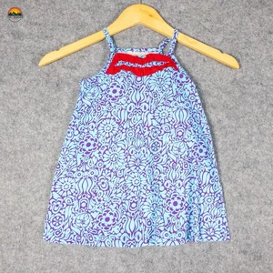 Hanna Andersson Shift Dress Blue Purple Floral Sleeveless Ruffled Girl's Size 3T - Picture 1 of 6