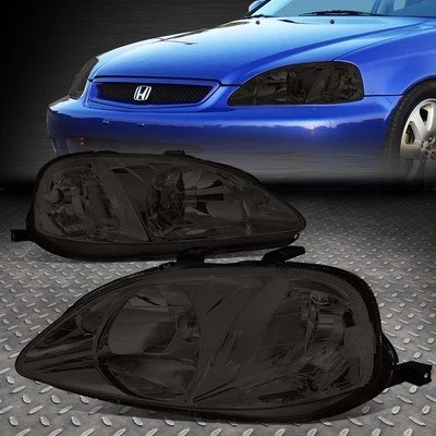 FOR 99-00 HONDA CIVIC EJ EM EK SMOKED LENS  CLEAR CORNER HEADLIGHT SIGNAL LAMPS - Image 1 of 4