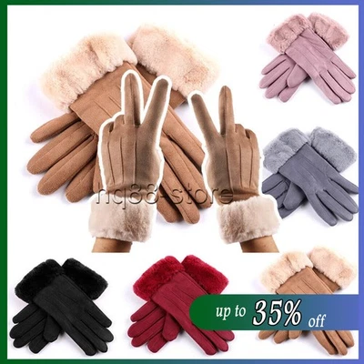 Women Ladies Winter Gloves Touch Screen Fleece Warm Soft Fur Lined Thermal - Image 1 of 4