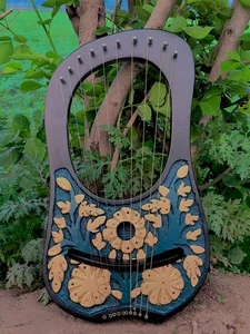 Handmade Rosewood lyre harp 10 string black gold lyre harp Free key & string - Picture 1 of 8