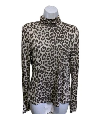 Nuevo con etiquetas Top H&M Estampado Loepard Cuello Alto Manga Larga Mujer M Clásico #585 Foto 1 de 4