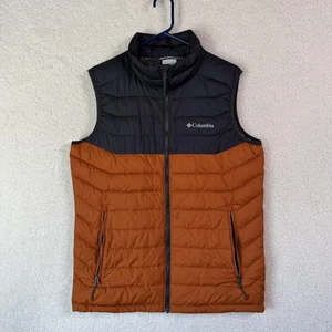 Columbia Vest Mens Medium Orange Gray Omni-Heat Insulated Puffer Outdoors Hiking - Picture 1 of 7