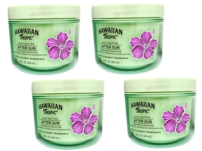 Paquete de 4 manteca corporal Hawaiian Tropic After Sun 12 horas humedad 8 FL OZ Foto 1 de 4