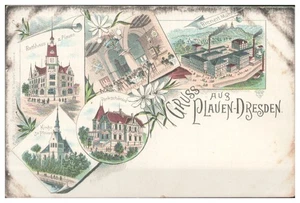 S6181/ Grußaus Plauen-Dresden Litho AK ca.1898 - Picture 1 of 2