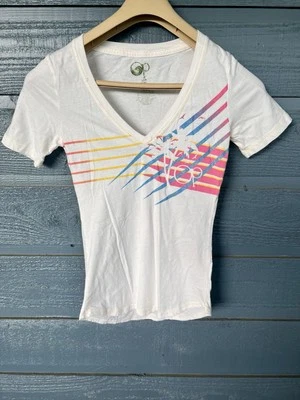 Camisa de verano para mujer marca Ocean Pacific OP, rayas neón con palmera Foto 1 de 4