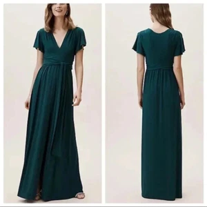 NWT Anthro BHLDN Mendoza Maxi Jersey Dress Forest Green Wedding MOB Sz 6 - Picture 1 of 7