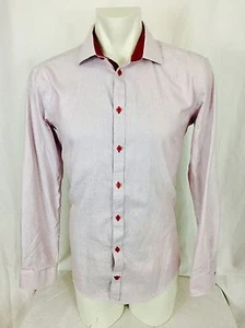 Camisa de vestir Horst para hombre puño abatible en contraste 17"/43 calce ajustado rosa sin hierro a medida - Imagen 1 de 6