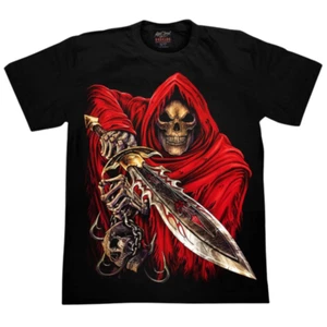 T-Shirt Ghost Skull Warrior Sword Graphic Black Shirt Mens Glow In Dark New Year - Picture 1 of 11