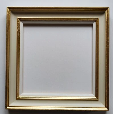 Cream Wooden Frame (300x300mm) Hand Painted Gold Leaf Detail Ready To Hang  - Image 1 of 4