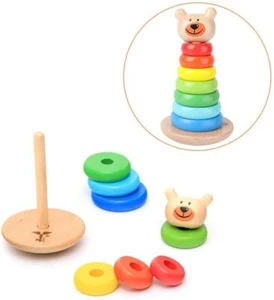 Juguete de madera apilador arco iris IXIR oso, anillos apilables para bebés y niños pequeños - Imagen 1 de 8