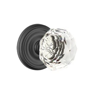 Juego de perilla de puerta de cristal diamante Emtek Roseta regular plana negra - Imagen 1 de 1