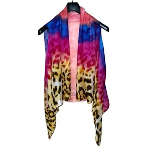 Chiffon VEST One Size Leopard WaterColor Ombre Top Topper Scarf Arm Hole OS NEW  - Picture 1 of 7