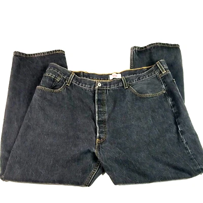 Jeans Levi's 501 Hombre 41 x 31 Negro Oscuro Pierna Recta Botón Mosca De Colección Años 90 Foto 1 de 4