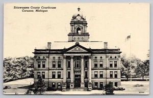 Corunna, Michigan MI Shiawassee County Courthouse Postcard (Posted in 1954) - Bild 1 von 5