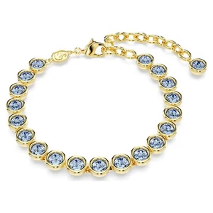 NEW IN BOX SWAR0VSKI CRYSTAL IMBER TENNIS BRACELET BLU/GOLD SIZE MEDIUM 5688419 - Picture 1 of 6