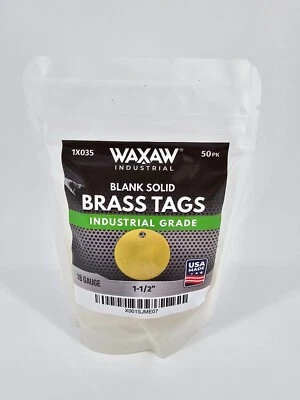 WAXAW INDUSTRIAL 1.50” Solid Brass Tags for Stamping Industrial Grade 0.040” Blank 50 Pack Waxhaw