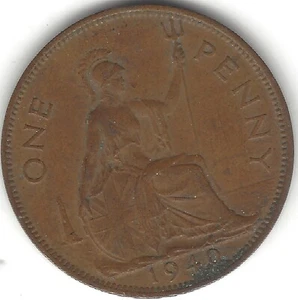 1940, English 1c, Large Penny, George VI, circulated (COIN, MONEY, COLLECTIBLE) - Picture 1 of 2