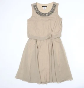Tiana B Womens Beige Polyester Blend A-Line Size 10 - Picture 1 of 10