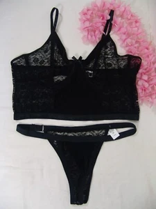 Venus BH & Panty Set 2x (22-24) Schwarz Spitze Cami BH Oberteil Bikini Neu ohne Etikett - Bild 1 von 10