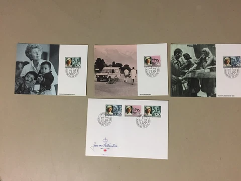 Four RED CROSS fdc.Three are maxi cards Cover