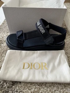 DIOR D-WAVE Sandal Navy Blue Technical Ribbon White Logo Size 37.5 / 6.5 Womens - Picture 1 of 6
