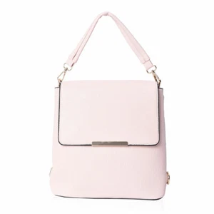 Blush Multi Wear Faux Leather Backpack Evening Crossbody Bag Detachable Flap - Picture 1 of 7