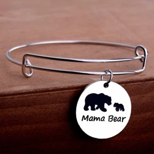 CHARM BANGLE BRACELET EXPANDABLE MAMA BEAR - Picture 1 of 3