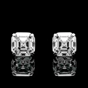 2 kt Asscher laborgefertigte Diamant Ohrstecker Push Back Ohrring 14 kt Weißgold vergoldet - Bild 1 von 3