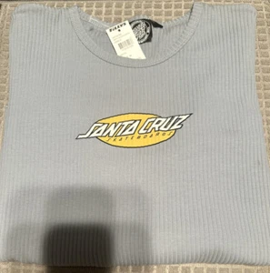 Santa Cruz Womens Light Blue Long Sleeve Skating Shirt  Y2K Vibe NWT - Picture 1 of 4