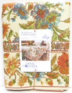 April Cornell Bordüre Druck Tischdecke Wildblumen Rost Türkis Grün Elfenbein 60x84 - Bild 1 von 1