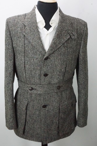 Cappotto giacca Burberry Donegal Tweed cintura piena Norfolk 100% lana taglia 40R