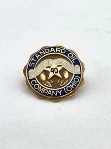 Spilla di servizio oro 40 anni Standard Oil Company Faithful Service SOHIO petrolio gas - Foto 1 di 5
