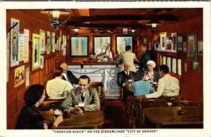 UNION PACIFIC STRAMLINER CIUDAD DE DENVER FRONTIER SHACK INTERIOR LINO POSTAL - Imagen 1 de 2