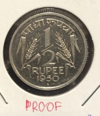 1950(B) India Republic 1/2 Rupee PROOF Nickel Coin-“Scarce”-KM#6.1 - Image 1 of 4