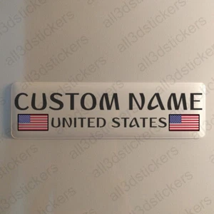 USA Sticker Custom Name 4.70x1.18" Domed Resin 3D Stickers Flag United States - Picture 1 of 1