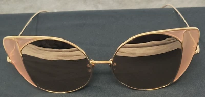 Gafas de sol Linda Farrow 854 C6 Austin de gran tamaño ojo de gato marco de titanio dorado rosa Foto 1 de 4