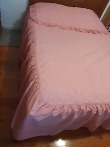Vintage Sheridan Skirted Bedspread Pink Queen Size Made In Australia - Picture 1 of 9