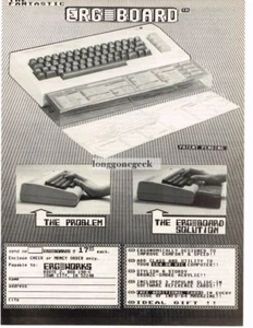 Ergworks Ergboard Ergonomia Commodore 64 1985 Accessorio Tastiera Pubblicità Vintage  - Foto 1 di 1