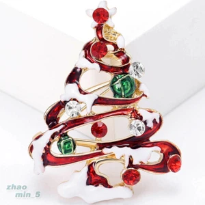 Retro Christmas Tree Brooch Pin Crystal Rhinestone Brooches Party Jewelry Gifts - Picture 1 of 8