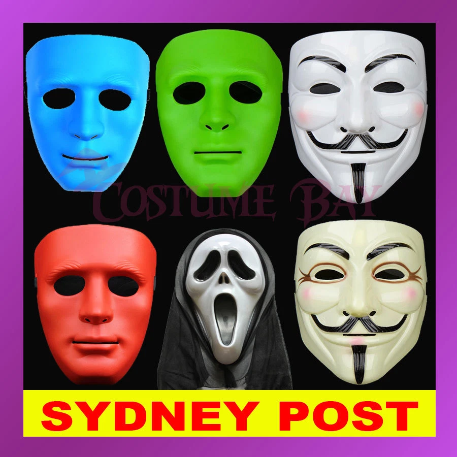 Anonymous Mask V for Vendetta Guys Fawkes Scream Scary Evil Halloween Costume - Image 1 of 1