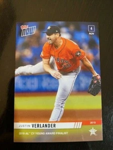 2019 TOPPS NOW CARD CY YOUNG AWARD FINALIST CORRECT CARD JUSTIN VERLANDER #OS-16 - Picture 1 of 2