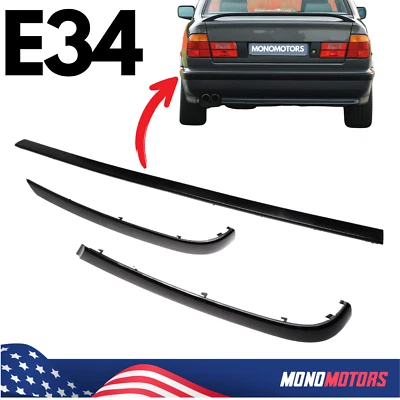 Juego de molduras de parachoques trasero para BMW Serie 5 E34 1987-1996 3 piezas centro izquierdo derecho Foto 1 de 4